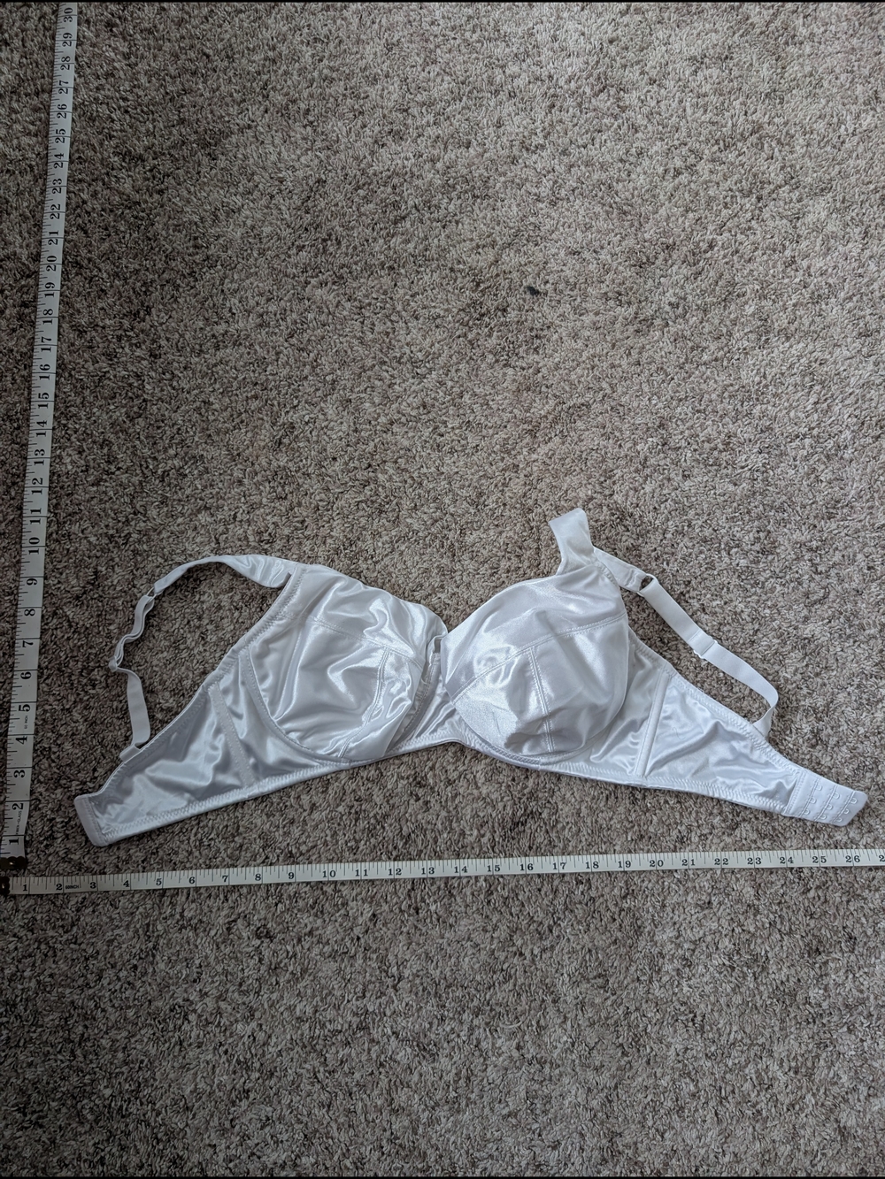 Frederick's of Hollywood White Satin Underwire Bra with Adjustable Straps